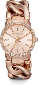 Michael Kors Women's Lady Nini Chain Watch, 3 Hand Quartz Movement with Crystal Bezel